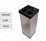Szemetes Kuka  Rozsdamentes acél Csiszolt, Szatén, Fekete   220 X 220 X 620   mm