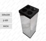 Szemetes Kuka  Rozsdamentes acél Tükrös, tükörpolíroztott, Fekete 220 X 220 X 620   mm