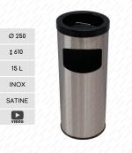 Szemetes Kuka s popolníkom 15 L Rozsdamentes acél Csiszolt, Szatén    250 X 610  mm