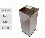 Szemetes Kuka s popolníkom  Rozsdamentes acél Csiszolt, Szatén   250 X 250 X 610   mm