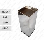 Szemetes Kuka s popolníkom  Rozsdamentes acél Tükrös, tükörpolíroztott   250 X 250 X 610   mm