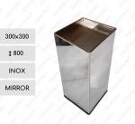 Szemetes Kuka s popolníkom  Rozsdamentes acél Tükrös, tükörpolíroztott   300 X 300 X 800   mm