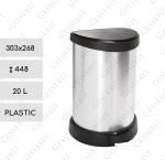 Szemetes Kuka 20 L Műanyag Fémszínű, fémhatású, Ezüst, Fekete   303 X 268 X 448   mm