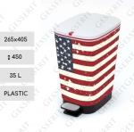 Szemetes Kuka 35 L Műanyag Amerikai zászló   265 X 405 X 450   mm