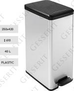 Szemetes Kuka 40 L Műanyag Fémszínű, fémhatású, Ezüst, Fekete   250 X 420 X 610   mm