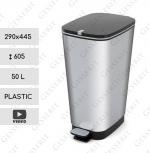 Szemetes Kuka 50 L Műanyag fémhatású, Fémszínű, Ezüst, Fekete   290 X 445 X 605   mm