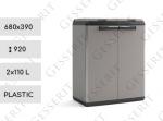 Szemetes Kuka 2x110 L Műanyag Szürke   680 X 390 X 920   mm