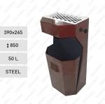 Szemetes Kuka s popolníkom 50 L Acél Barna   390 X 265 X 850   mm