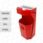 Szemetes Kuka s popolníkom 50 L Acél Piros   390 X 265 X 850   mm
