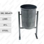 Vonkajší Szemetes Kuka 60 L Acél Szürke    380, 380 X 470 X 885   mm