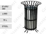 Vonkajší Szemetes Kuka 70 L Acél Fekete    600/380 X 880  mm